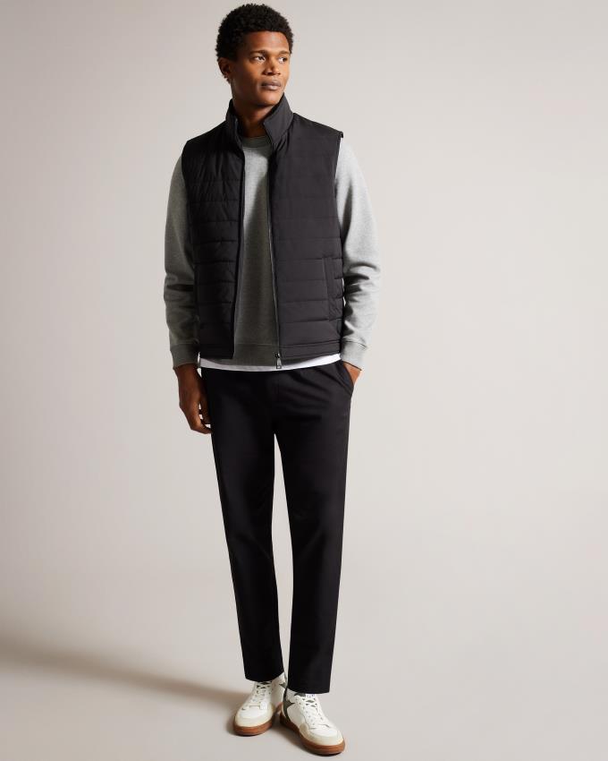 Gilet Ted Baker Showerproof Quilted Nylon Gilet Noir Homme | BII-12407793